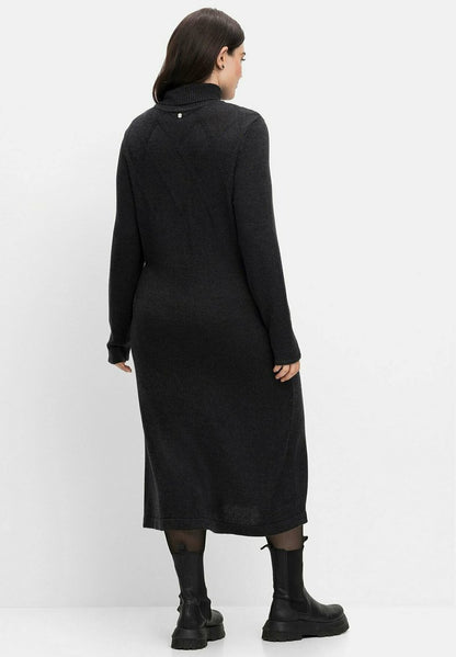 Sheego Strickkleid - Schwarz Meliert