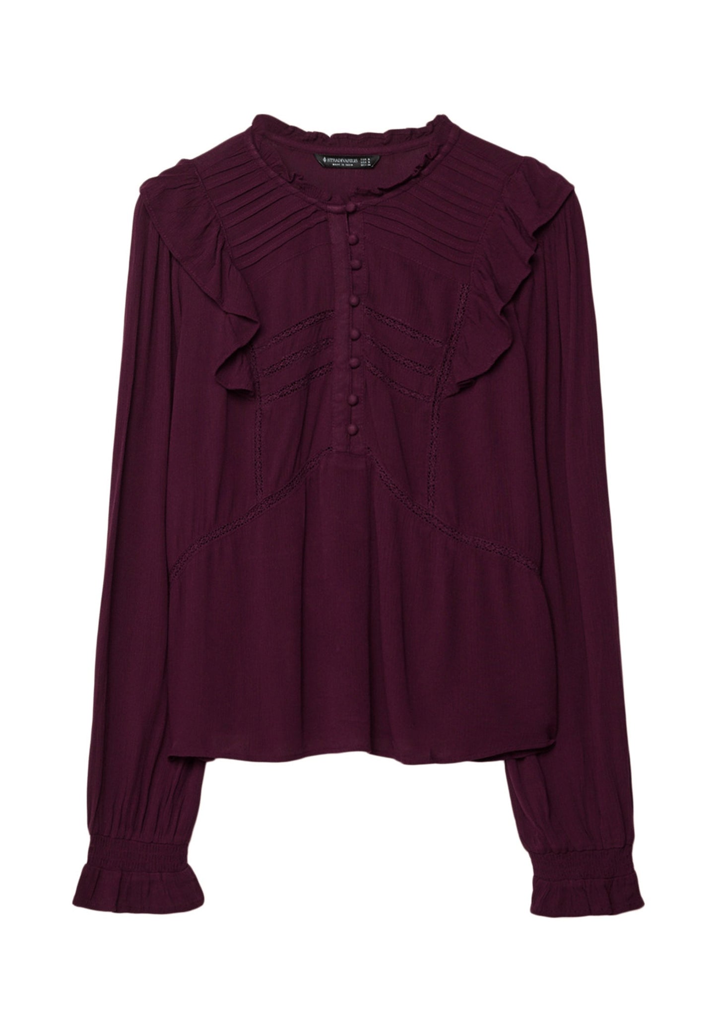 Stradivarius RUFFLED WITH BUTTONS - Blouse - Bordeaux