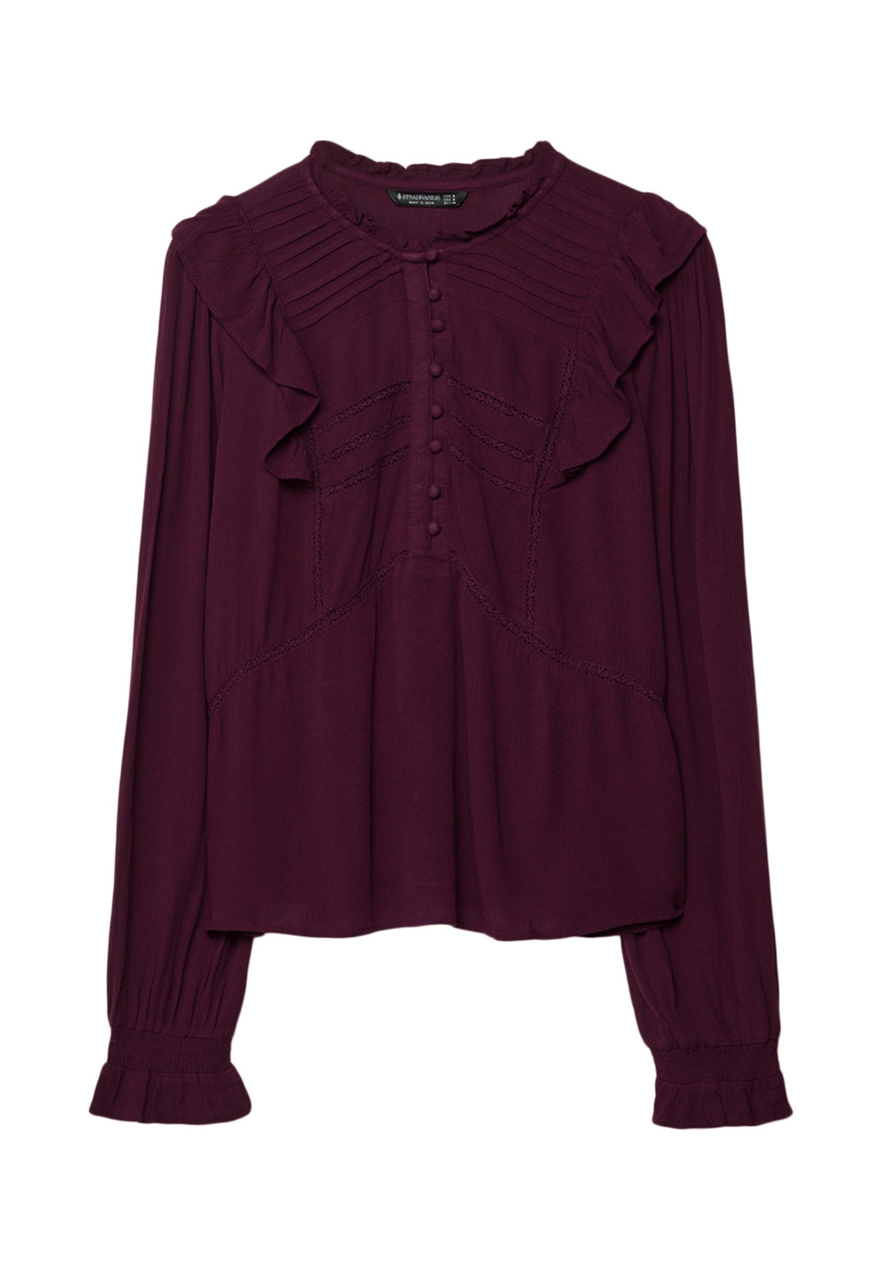 Stradivarius RUFFLED WITH BUTTONS - Blouse - Bordeaux