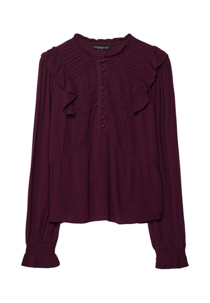 Stradivarius RUFFLED WITH BUTTONS - Blouse - Bordeaux