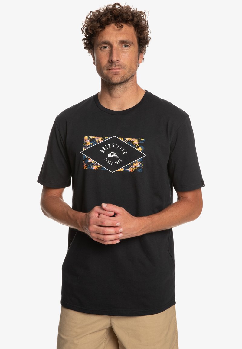 Quiksilver CIRCLED LINE SS - T-Shirt Print - Black