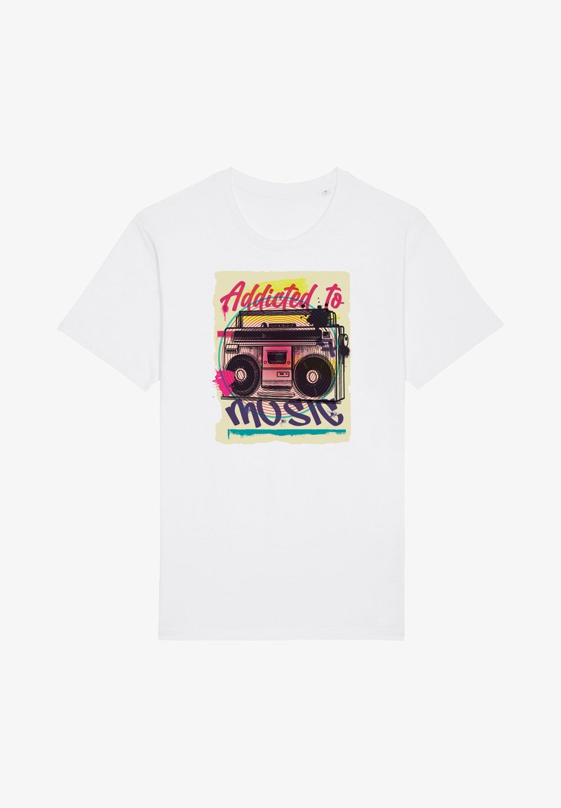  ADDICTED TO MUSIC - T-Shirt Print - White