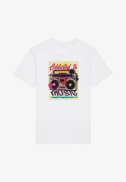  ADDICTED TO MUSIC - T-Shirt Print - White