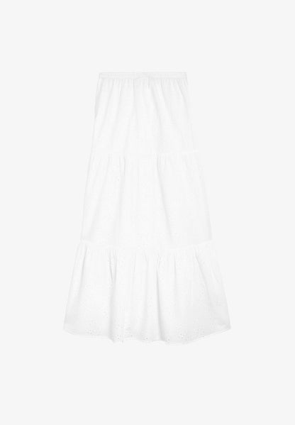 Marks & Spencer Textured Midi Tiered - Faltenrock - White
