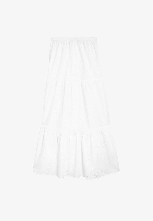 Marks & Spencer Textured Midi Tiered - Faltenrock - White