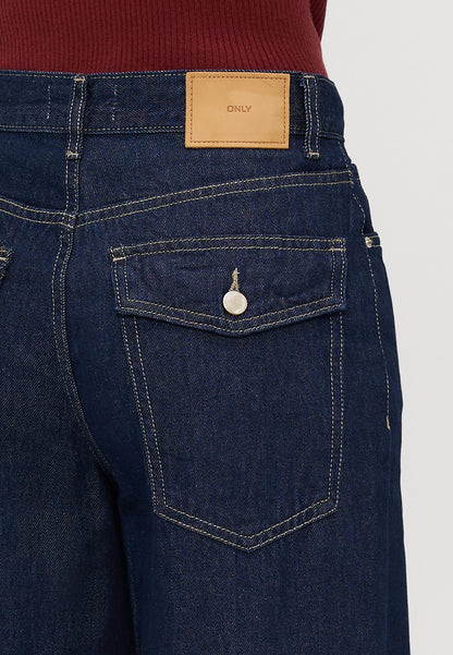 ONLY Petite ONLLINEA DIA - Wide Leg - Dark Blue Denim