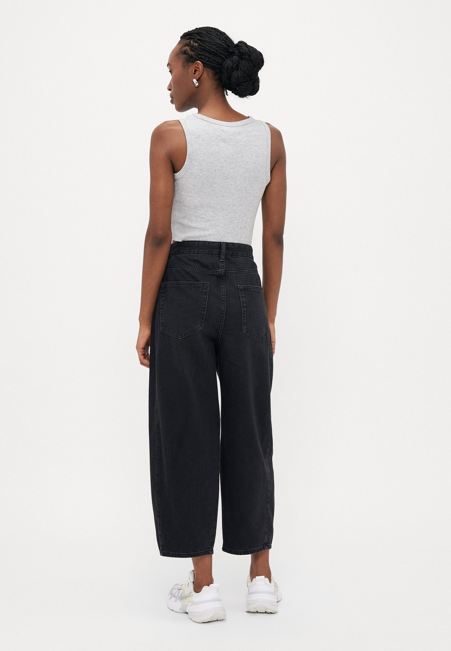 ONLY Petite ONLCHARA HORSESHOE - Wide Leg - Washed Black