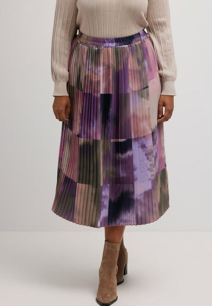 Ulla Popken PRINT ELASTISCHE BAND - A-Linien-Rock - Lavendel