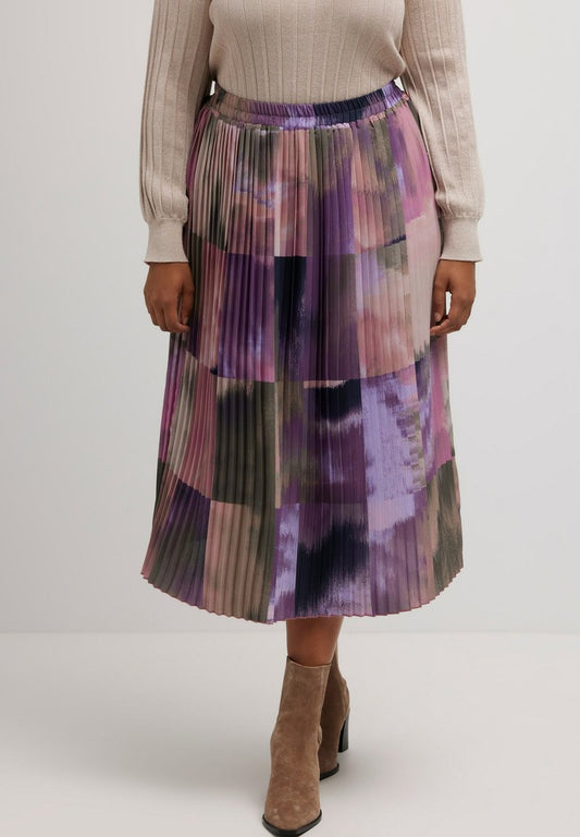 Ulla Popken PRINT ELASTISCHE BAND - A-Linien-Rock - Lavendel