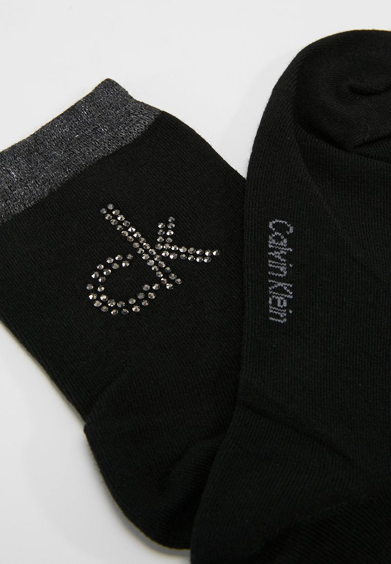 CALVIN KLEIN UNDERWEAR WOMEN SHORT SOCK CRYSTAL LOGO PIPER - Socken - Black