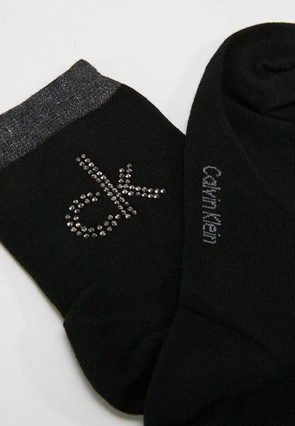 CALVIN KLEIN UNDERWEAR WOMEN SHORT SOCK CRYSTAL LOGO PIPER - Socken - Black
