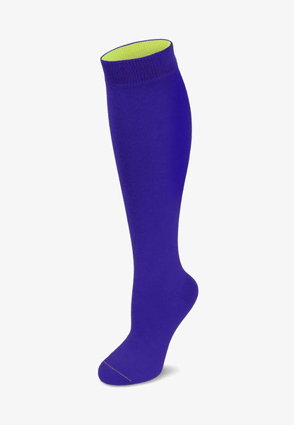  KNEE HIGH SOCKS BI-COLOR - Kniestrümpfe - Royalblau/säuregelb
