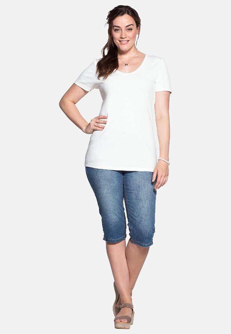 Sheego Jeans Shorts - Blue Denim