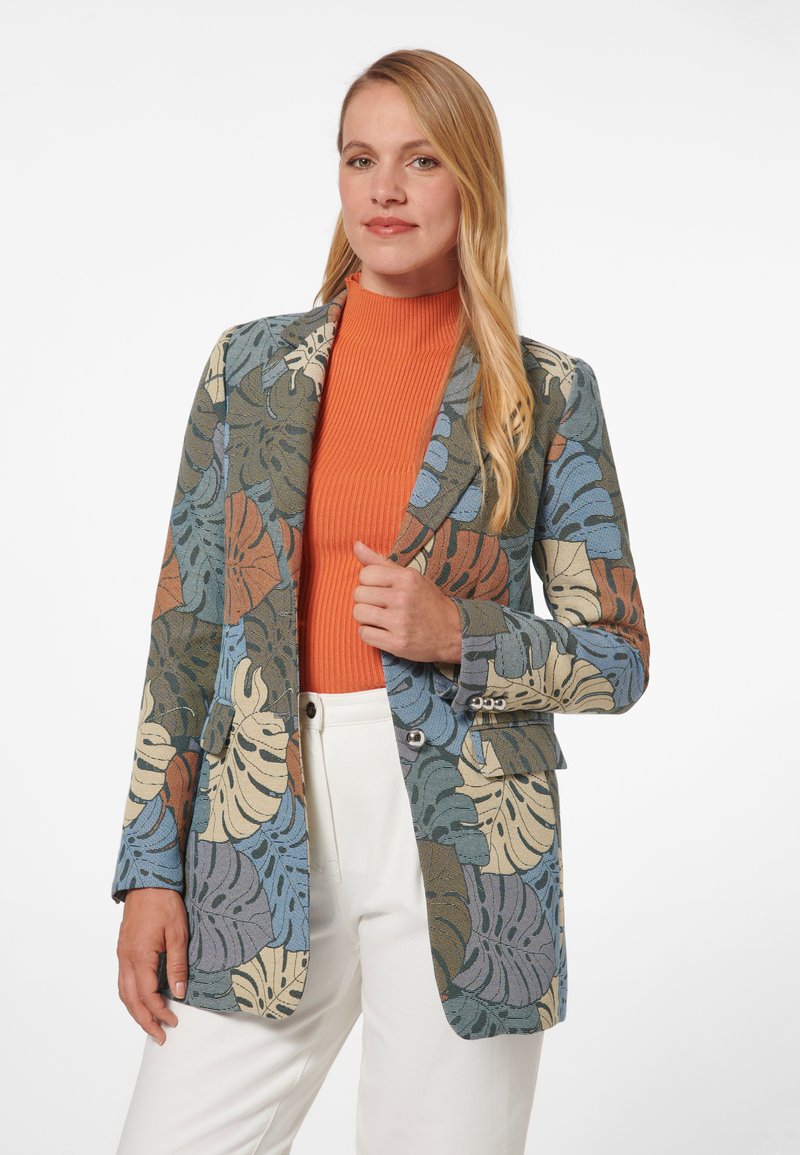  MIT BLÄTTERMUSTER - Kurzmantel - Nebelblau Multicolor