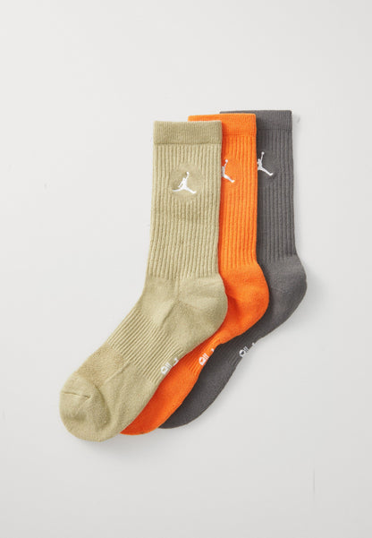Jordan EVERYDAY CUSH CREW 3 PACK UNISEX - Sports Socks - Medium Khaki/iron Grey/starfish/white