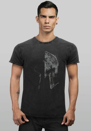  VINTAGE AUFDRUCK SPARTA SPARTANER HELM KRIEGER WARR - T-Shirt Print - Schwarz