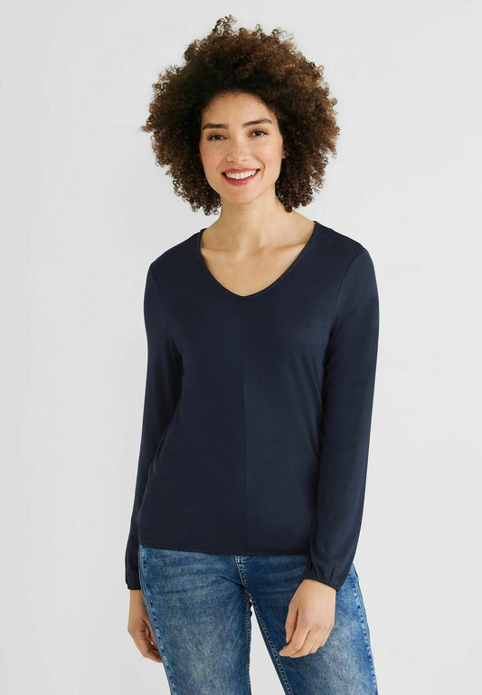 STREET ONE MIT GUMMIZUG IM SAUM - Langarmshirt - Blau