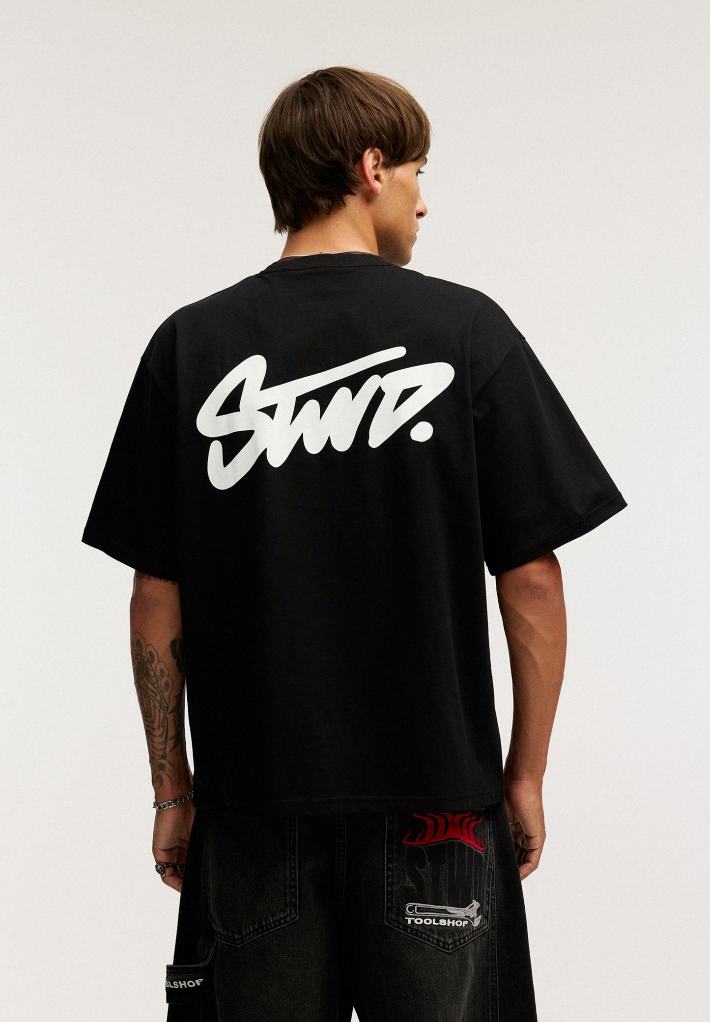 PULL & BEAR WITH LOGO - Print T-shirt - Black