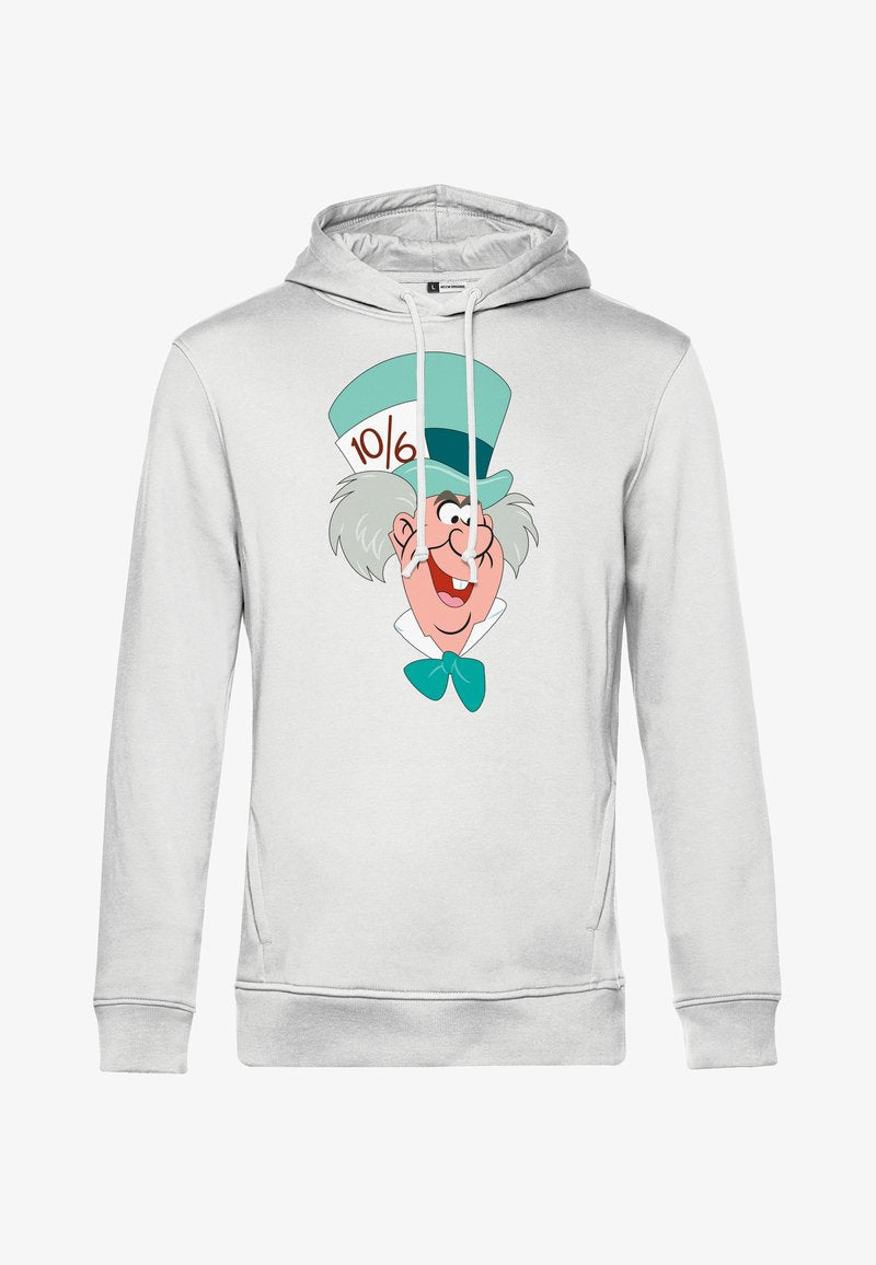 Henry Tiger DISNEY ALICE IN WONDERLAND MAD HATTER BIG FACE - Kapuzenpullover - White
