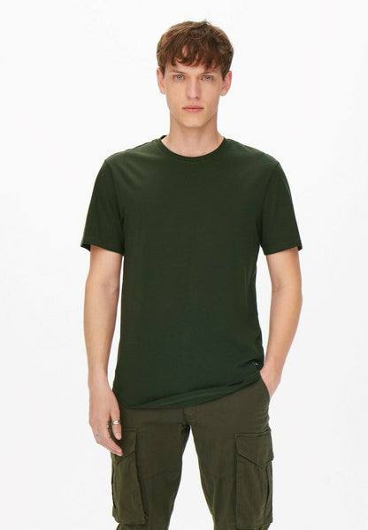 Only & Sons KURZARM ONSMATT - T-Shirt Basic - Dunkelgrün