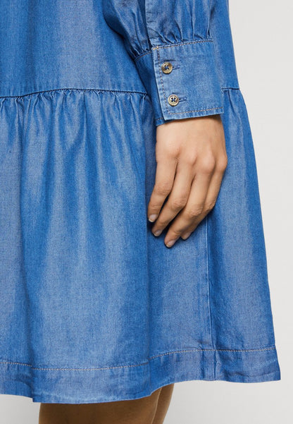 Marc O'Polo DRESS SHORT STYLE GATHERING - Jeanskleid - Washed Mid Blue