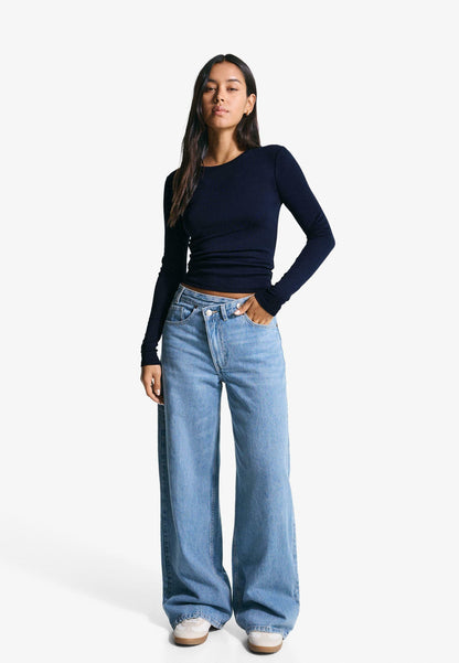 BERSHKA Long Sleeved Top - Royal Blue