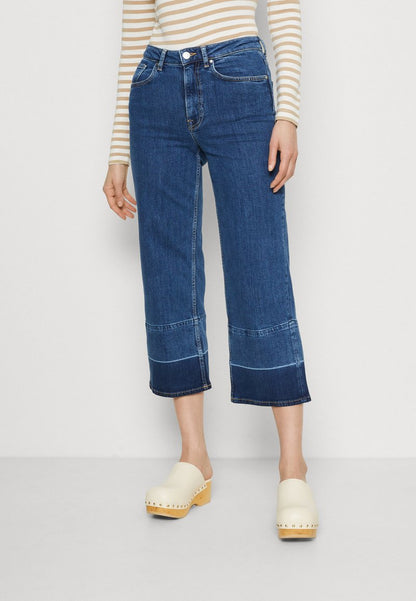 Gant CROPPED WIDE - Jeans Relaxed Fit - Mid Blue Worn