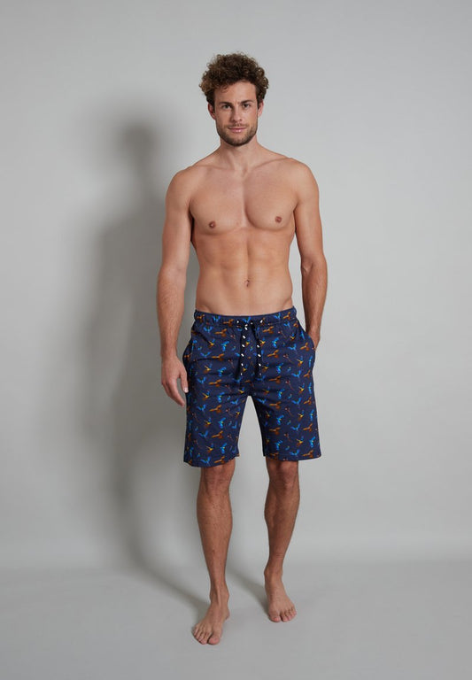  Nachtwäsche Hose - Blau Dunkel Allover