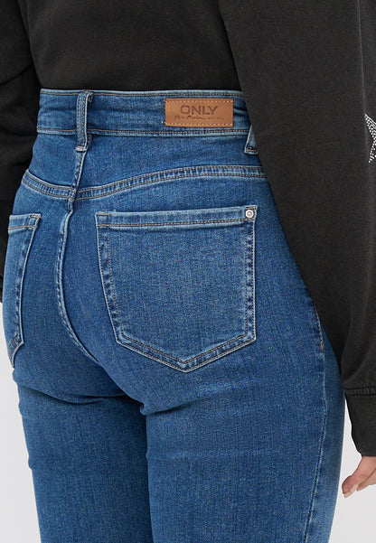 ONLY Petite ONLSUI MID FOLD UP - Slim Fit Jeans - Medium Blue Denim