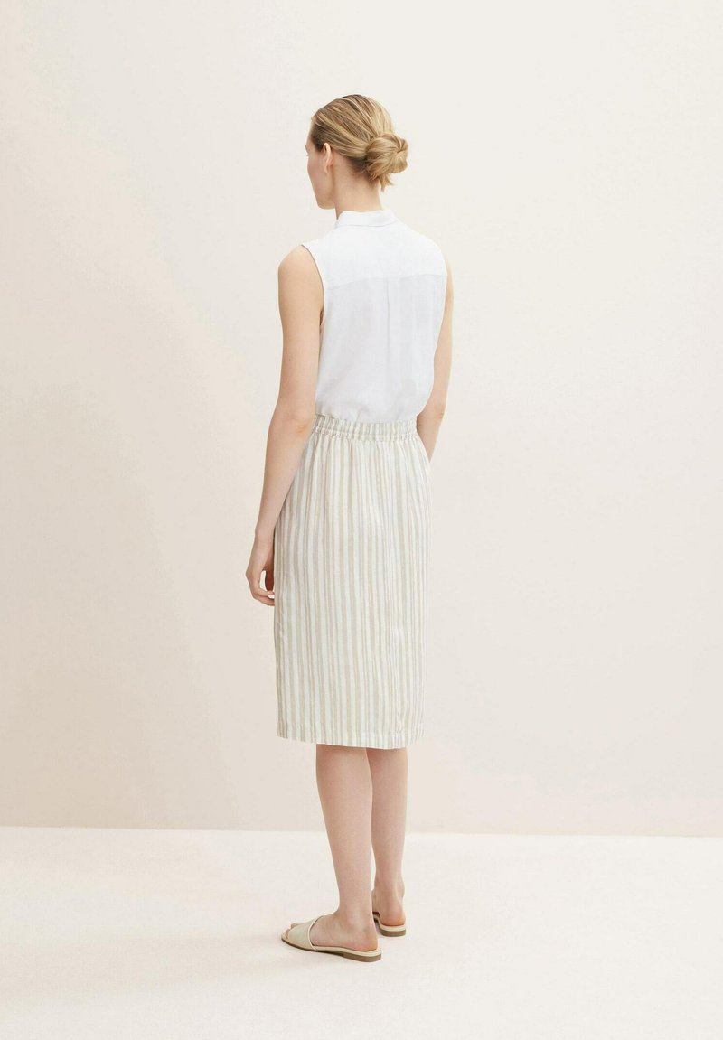 Tom Tailor MIT LEINEN - A-Linien-Rock - Beige Drawn Vertical Stripe