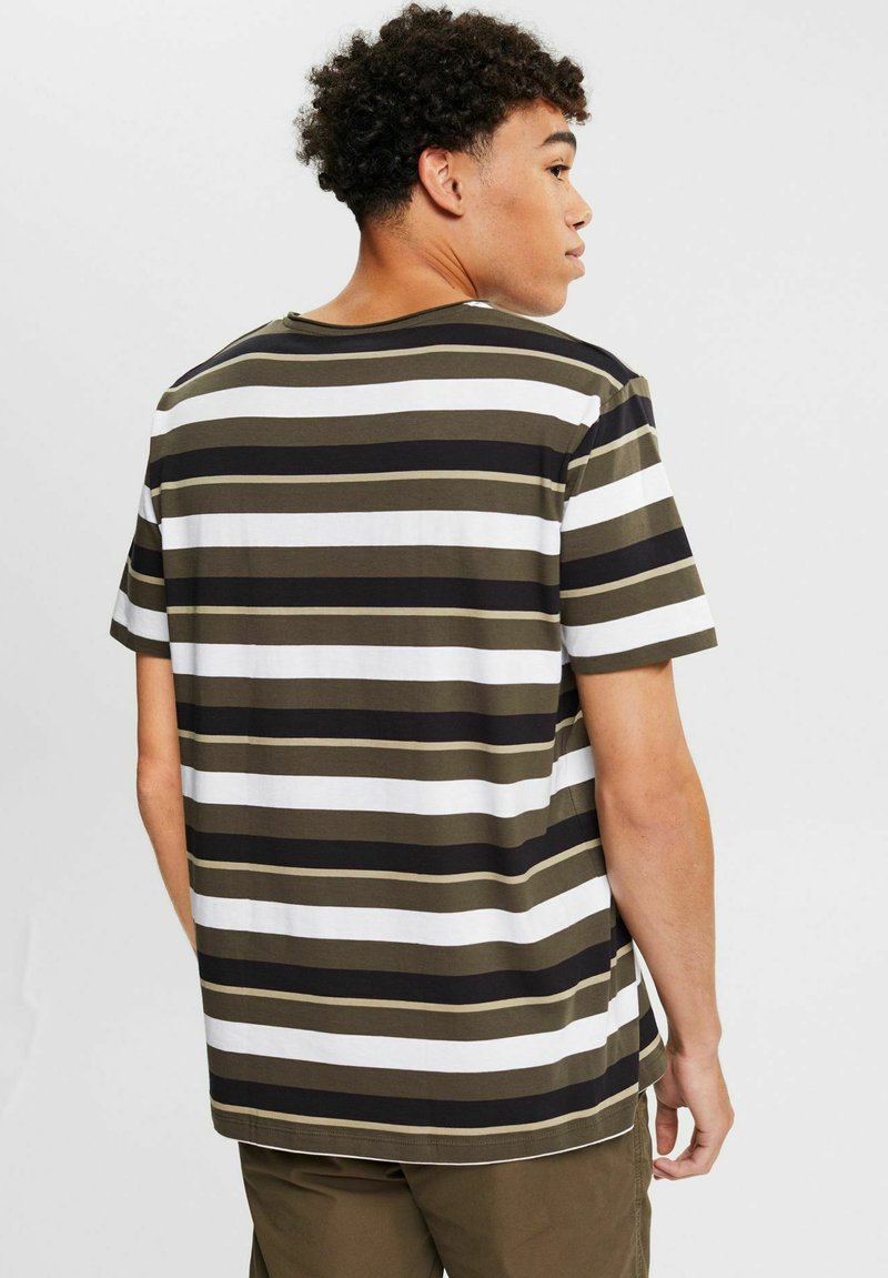 Edc By Esprit MIT STREIFENMUSTER - T-Shirt Print - Dark Khaki