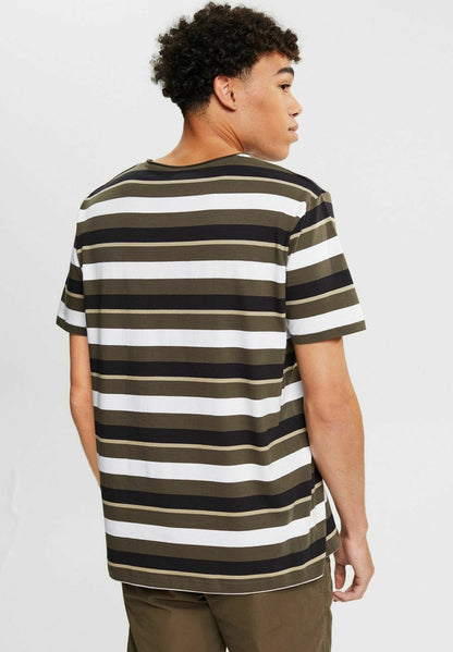 Edc By Esprit MIT STREIFENMUSTER - T-Shirt Print - Dark Khaki