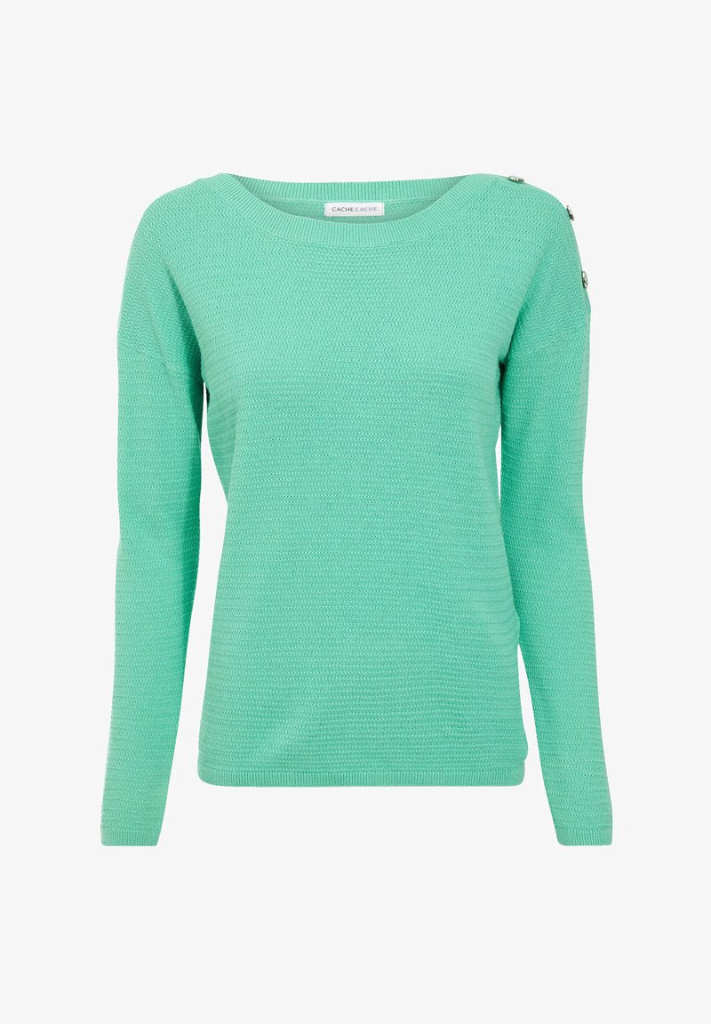 MIT KNÖPFEN - Strickpullover - Vert Fluo