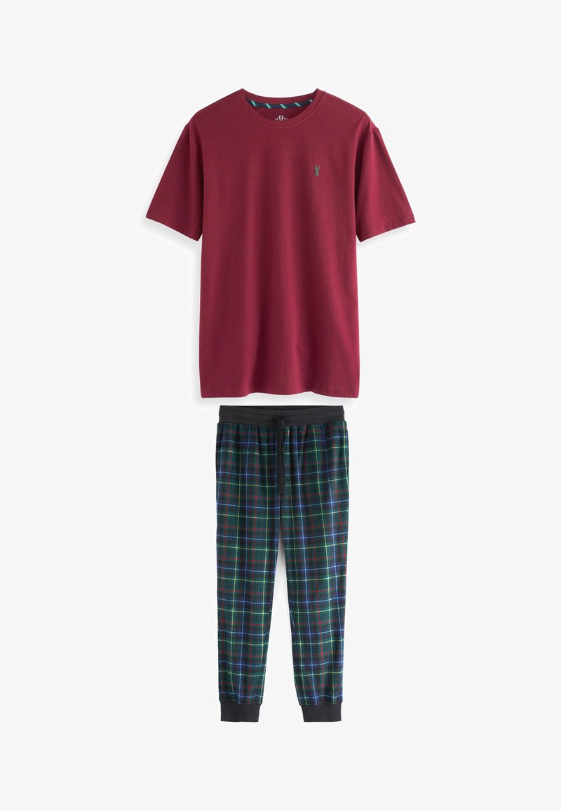 Next MOTION FLEX COSY CUFFED SET - Nachtwäsche Set - Red Navy Blue Check Short Sleeve