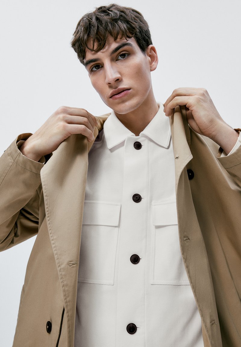Massimo Dutti DOUBLE-BREASTED - Trenchcoat - Beige