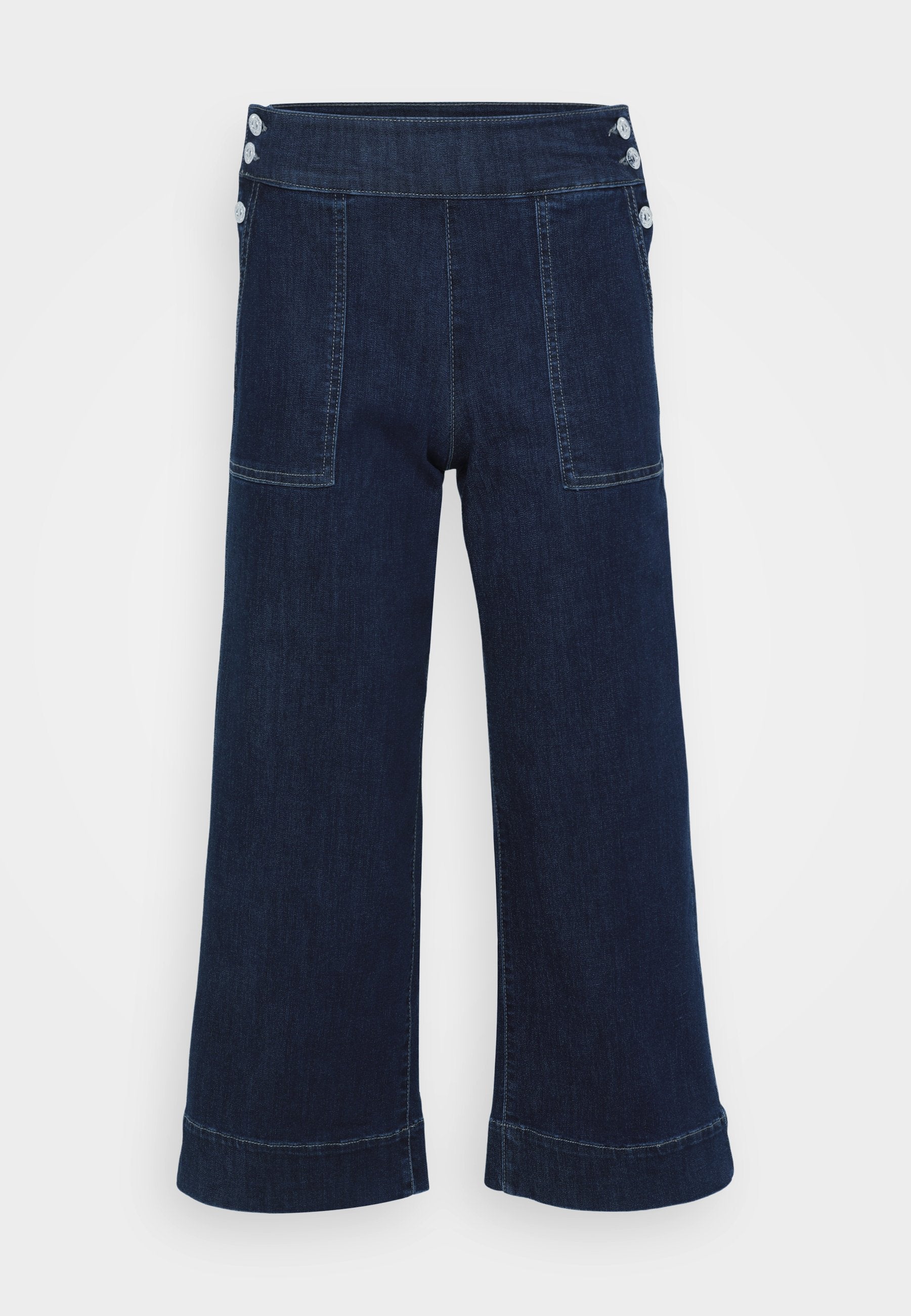 ONLY Petite ONLMADISON BUTTONS - Wide Leg - Dark Blue Denim