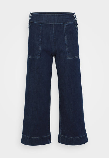ONLY Petite ONLMADISON BUTTONS - Wide Leg - Dark Blue Denim