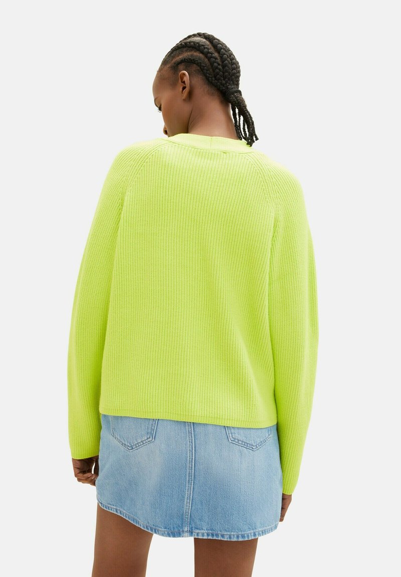 TOM TAILOR Denim V NECK - Strickjacke - Neon Lime
