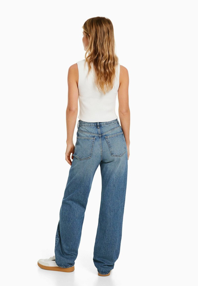 BERSHKA Jeans Straight Leg - Blue/grey