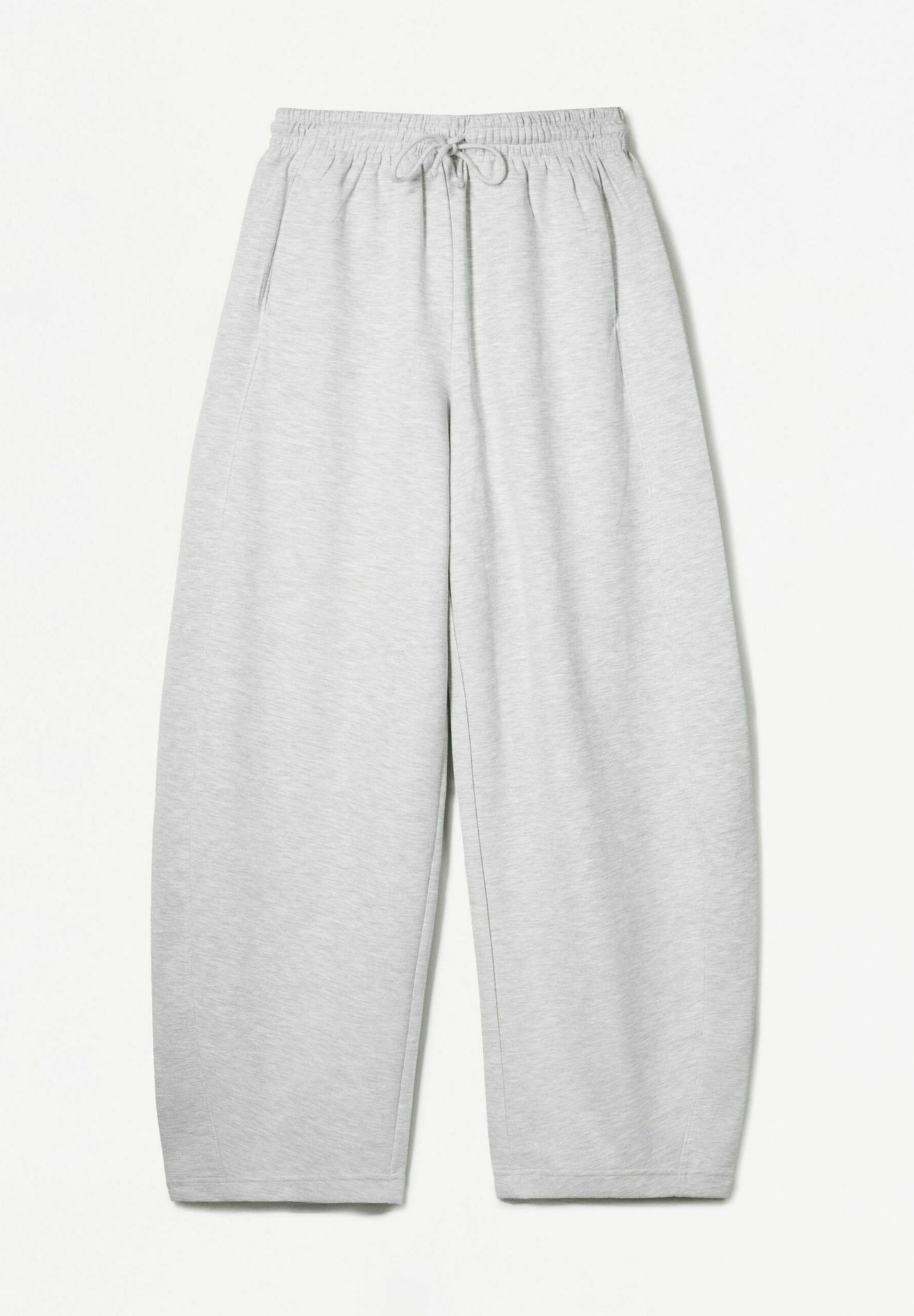 BERSHKA PLUSH BARREL - Tracksuit Bottoms - Light Grey