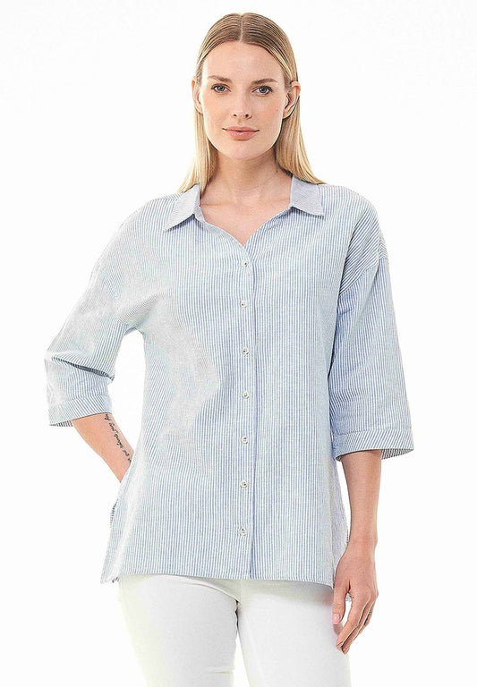  STRIPED 3/4 SLEEVE - Hemdbluse - Blue White Striped