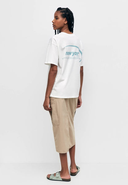 PULL & BEAR SHORT SLEEVE WITH CITIES - T-Shirt Print - White