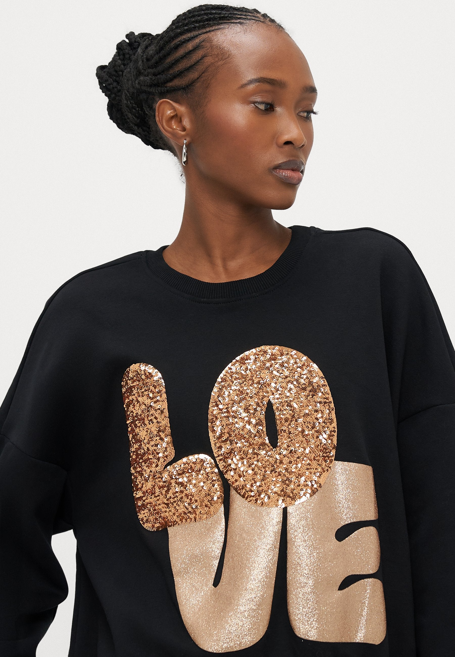 ONLY Petite ONLLALLY LOVE O NECK - Sweatshirt - Black