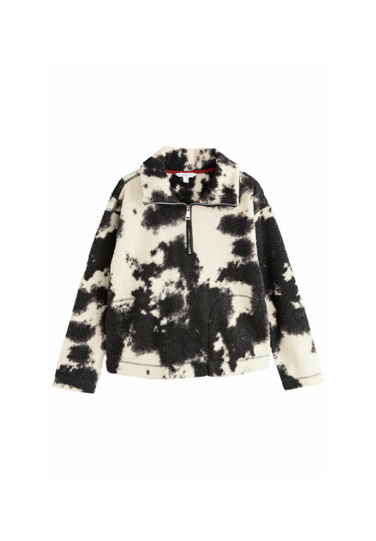 Next Fleece Jumper - Monochrome Black/ecru Cow Print