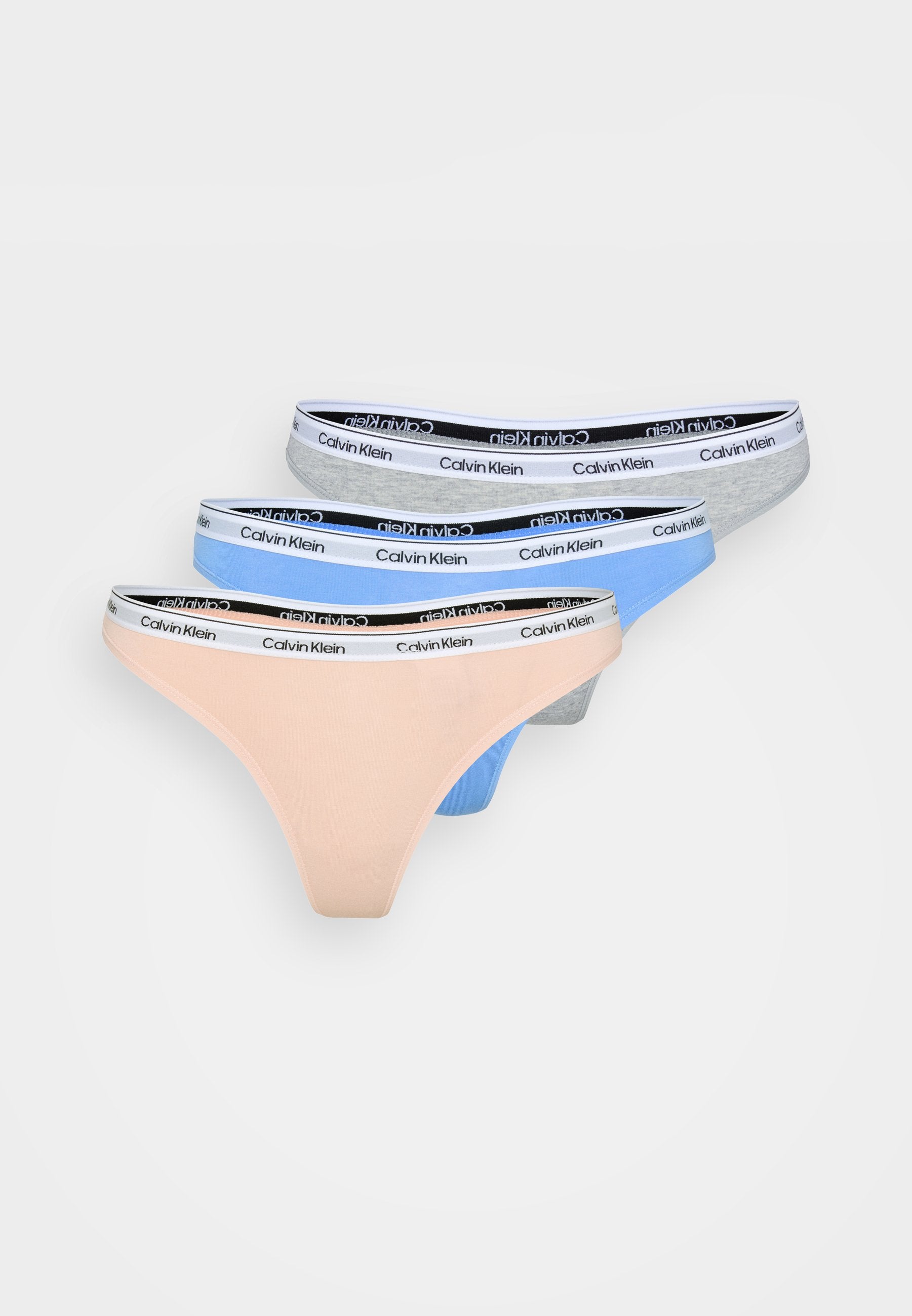 CALVIN KLEIN UNDERWEAR THONG LOGO ICON 3 PACK - Thong - Schwarz/grau