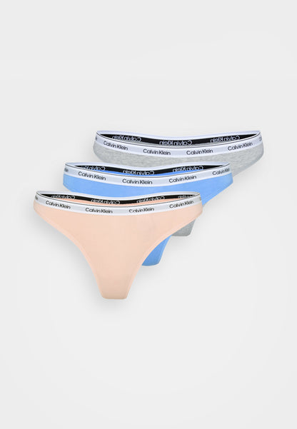 CALVIN KLEIN UNDERWEAR THONG LOGO ICON 3 PACK - Thong - Schwarz/grau