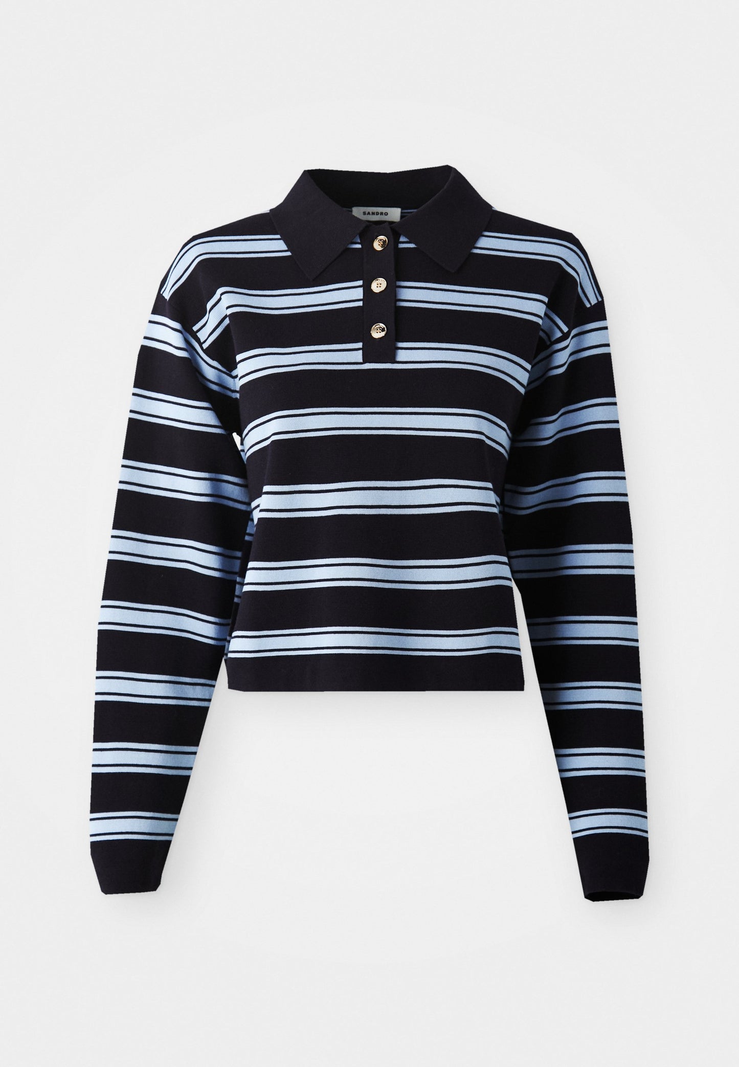 Sandro PULL POLO MANCHES LONGUES RAYE - Jumper - Marine