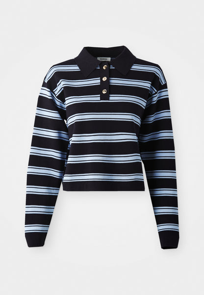 Sandro PULL POLO MANCHES LONGUES RAYE - Jumper - Marine