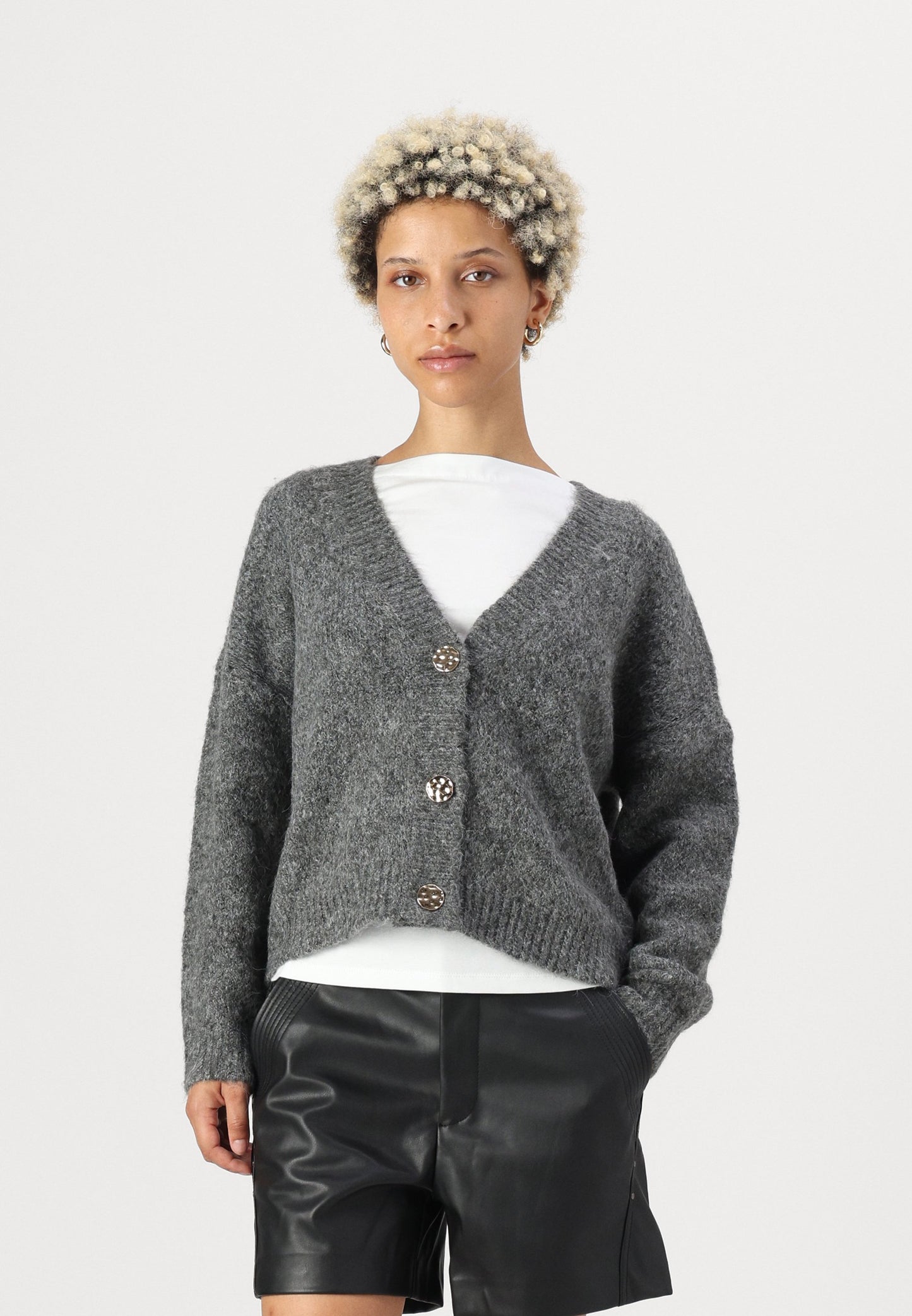 ONLY Petite ONLZOEY CARDIGAN - Cardigan - Dark Grey Melange