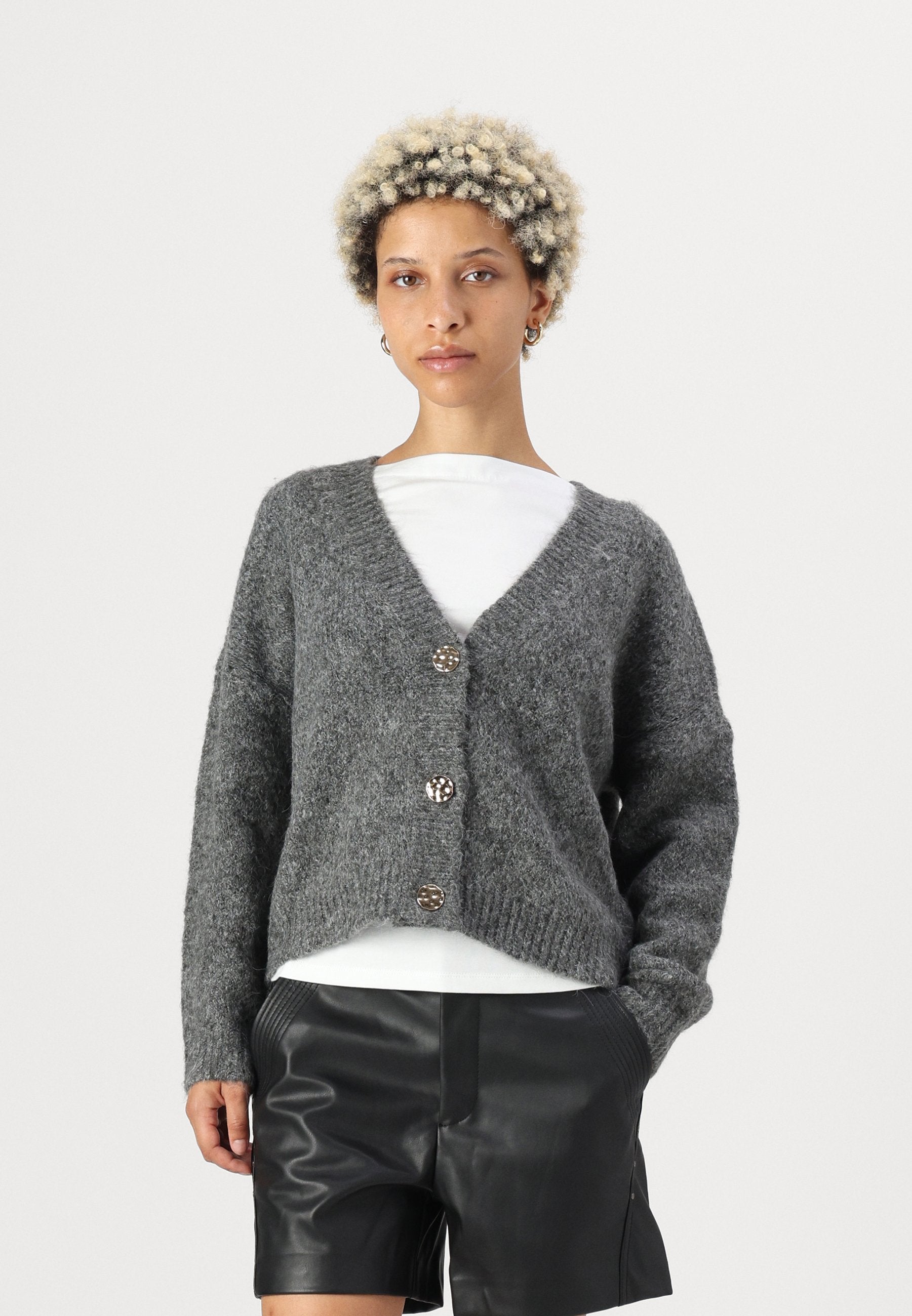 ONLY Petite ONLZOEY CARDIGAN - Cardigan - Dark Grey Melange